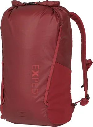 Exped Typhoon 25 Backpack - Waterproof Lightweight Multifunctional Roll-Top Travel Daypack with Compact Packed Size, Burgundy, 25L