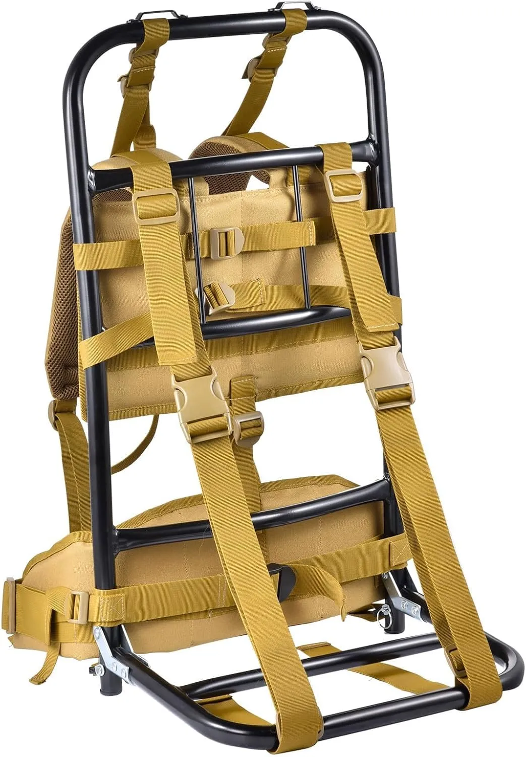 External Frame Hiking Backpack,Heavy Duty Aluminum Frame Hiking Backpack,Foldable Hunting Pack Frames Hikings Backpacks Frames Can Load 132Lbs For Hikings,Travel,Mountaineering,Hunting,Khaki