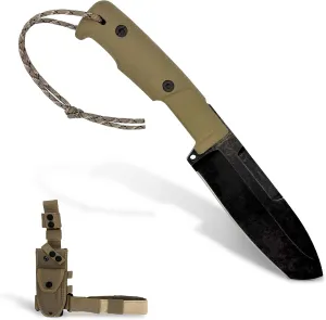 Extrema Ratio - Selvans Expeditions (Desert) Fixed Blade Knife, Böhler N690 Steel Blade Hardened to 58 HRC, Dark Stone Finish, Full-Tang Design, Ergonomic Forprene Handle, Handcrafted in Italy, Heavy-Duty Outdoor Knife