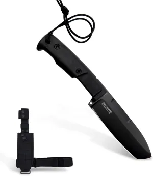 Extrema Ratio - Selvans S600 (BLACK), Fixed Blade Knife, Böhler S600 steel hardened to 64 HRC, burnished finish, ergonomic Forprene handle, full tang construction, survival-ready, sheath included