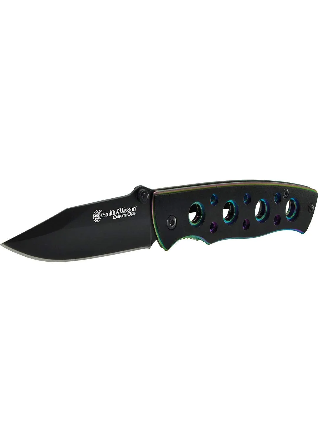 Extreme Ops Liner Lock Folding Knife, Black 2.7" Clip Point Blade, Aluminum Handle, Belt Clip