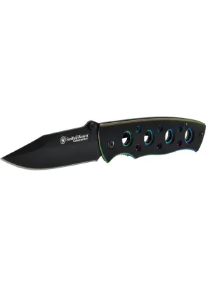 Extreme Ops Liner Lock Folding Knife, Black 2.7" Clip Point Blade, Aluminum Handle, Belt Clip