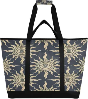 Eye of The Sun Reusable Insulated Lunchbox Cooler Bag, Leakproof Kitchen Grocery Bag Collapsible Portable Cooler Tote Bag for Picnic, Camping, Office, Travel