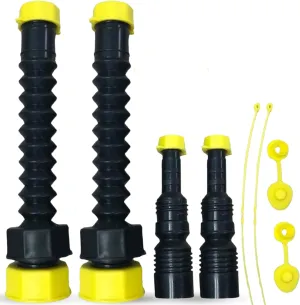 EZ-POUR Gas Can Spout Replacement (2 pack) - Deluxe 5 Gallon Hi-Flo System with Gas Can Nozzle, Flexible Spout, Vent Kit