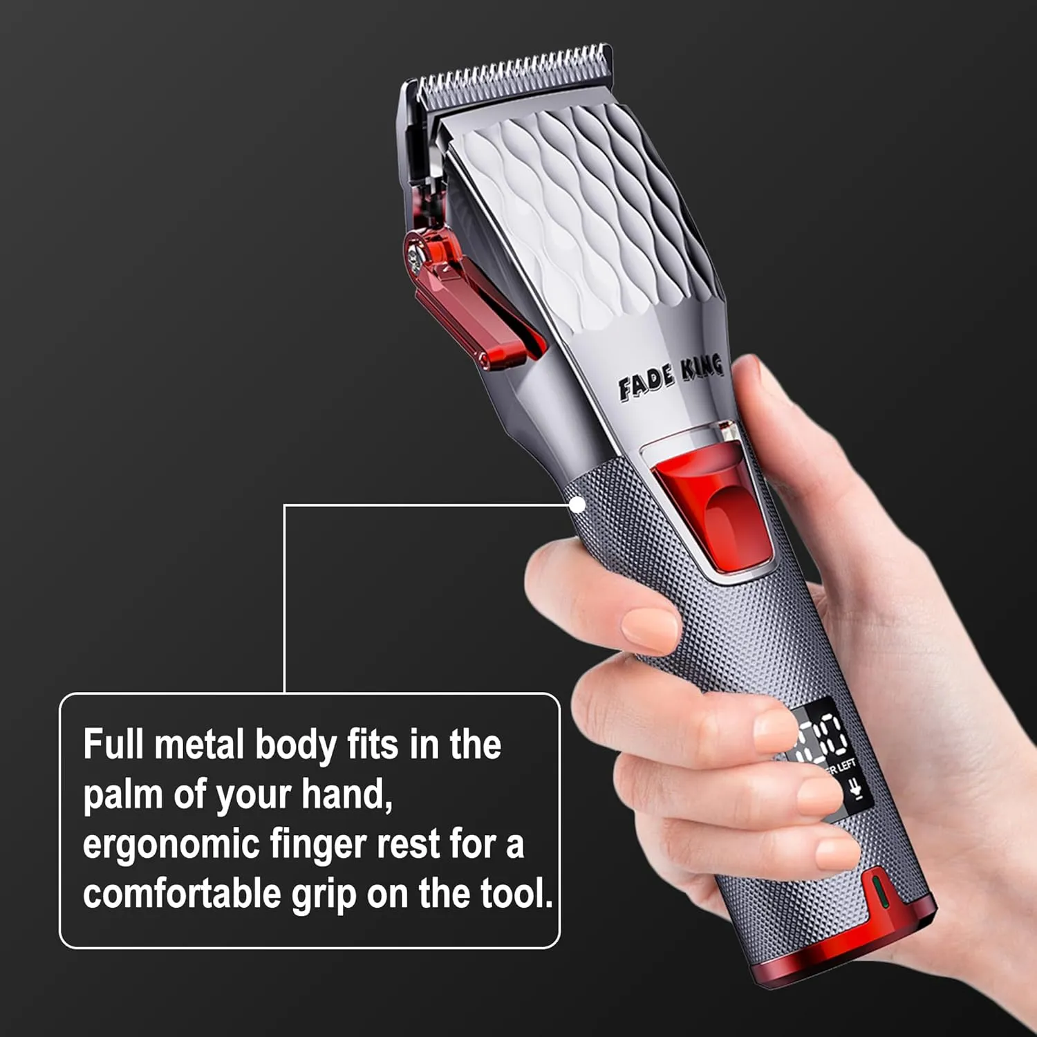 FADEKING Professional 5-Star Cordless ASTRO Clipper for Men - Adjustable Blending, LED Display, Quality Travel Case
