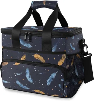 Falling Feathers Boho Cooler Bag Insulated Cooler Soft Sided Cooler 24 Can Portable Picnic Bag Large Leakproof Lunch Bag Box for Beach Grocery Camping Travel Car Men Women