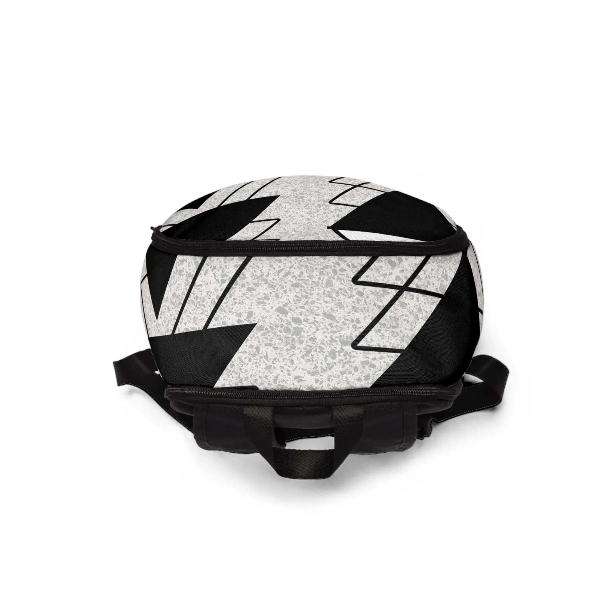Fashion Backpack Waterproof Black and White Ash Grey Triangular Colorblock