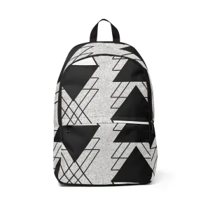Fashion Backpack Waterproof Black and White Ash Grey Triangular Colorblock