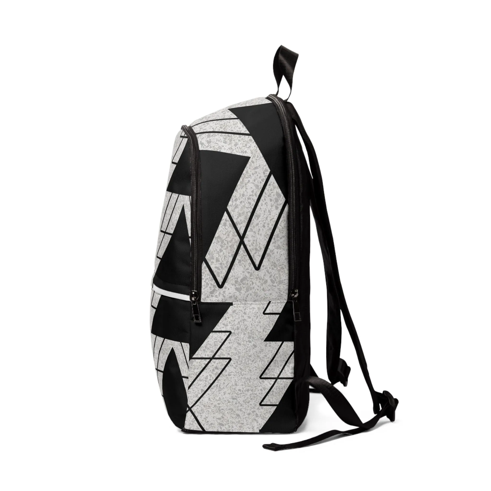 Fashion Backpack Waterproof Black and White Ash Grey Triangular Colorblock