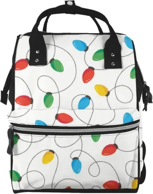 Fashion Diaper Bag Mummy Backpack Christmas Rainbow Light Bulb Nappy Bag Large Capacity Baby Care Bags For Mom Dad