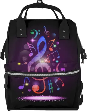 Fashion Diaper Bag Mummy Backpack Colorful Music Note Purple Nappy Bag Large Capacity Baby Care Bags For Mom Dad