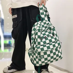 Fashionable Korean Style Waterproof Plaid Checkered School Backpack