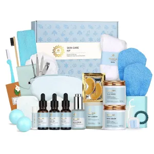 Father's Day Gift, Spa Gift Set, 28pcs Ylang Ylang Facial Skin Care Set includes Face Cream, Bath Oil, Shower Accessories, Clay Mask. Body & Facial Kit for Women & Men, Birthday, Christmas, Dad, Mom