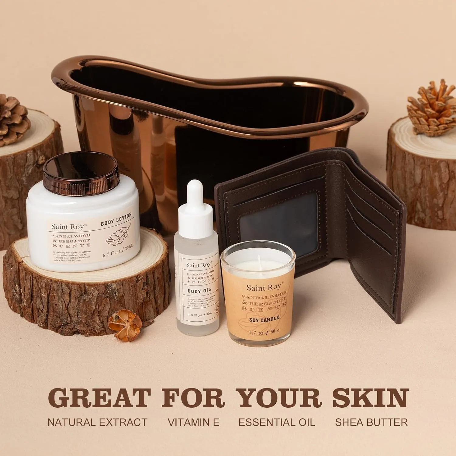 Fathers Day Gifts for Men Dad Birthday Gifts Spa Kit Cedar & Bergamot Scents Bath Gift Set and Shower Gift Bath and Body Gift Basket Set Mans Gifts Bath Spa Kit Spa Baskets, Home Spa Care Men Gift set