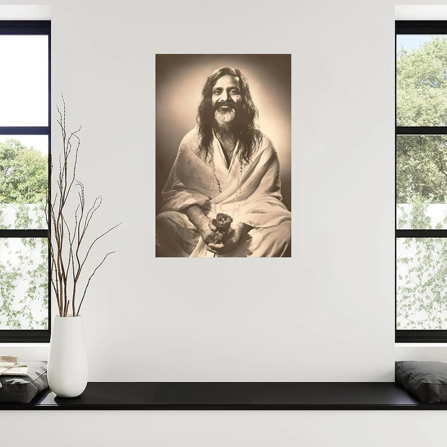 FDLCXHND Maharishi Mahesh Yogi Poster Portrait Art Poster Indian Yoga Guru Art Poster (5) Canvas Painting Posters And Prints Wall Art for Living Room Bedroom Decor 12x18inch(30x45cm)