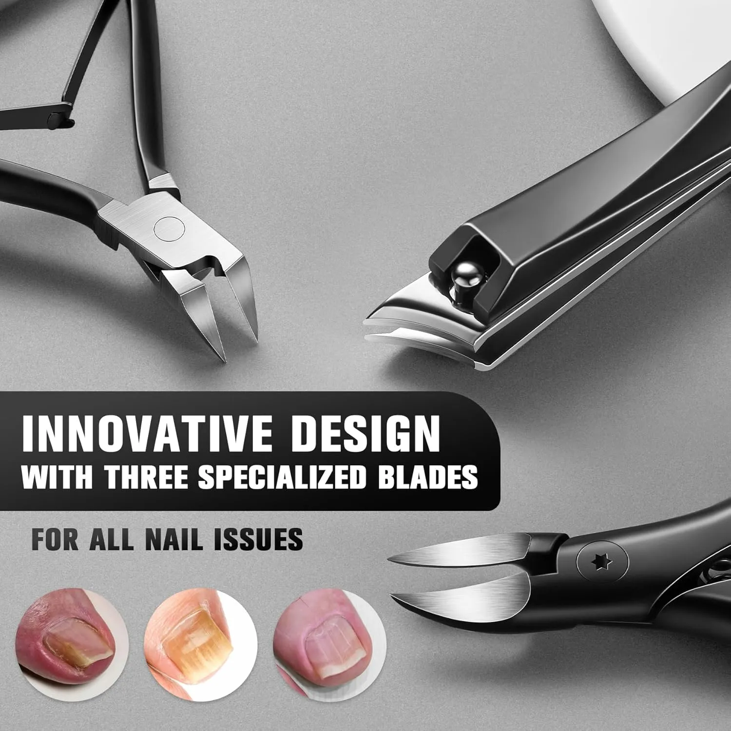 FERYES Ultimate Toenail Clippers for Seniors Thick Toenails, Premium Stainless Steel Nail Clippers for Nails 5Pcs– Ideal for Men, Women