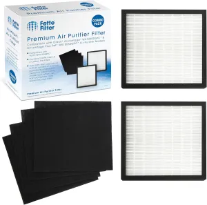 Fette Filter - WK01234QPC Filter Kit Compatible with Oreck Airvantage WK10002QPC/Airvantage Plus Pet WK10052QPC Air Purifier - Contains 2 True HEPA   4 Carbon Pre Filters