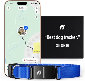 Fi Series 3 Smart Dog Collar - GPS Dog Tracker and Activity & Fitness Monitor, Waterproof, LED Light, Escape Alerts, Nationwide Coverage [Free 6 Month Membership] (Blue, Medium)