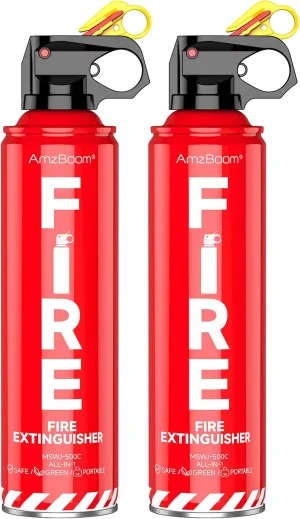 Fire Extinguisher for Home, Car, Kitchen, and Boat 3-Pack with Emergency Survival Kit, Portable Extinguishing Aerosol Spray Compact A, B, C, K – Includes Mounting Brackets for Easy Access.
