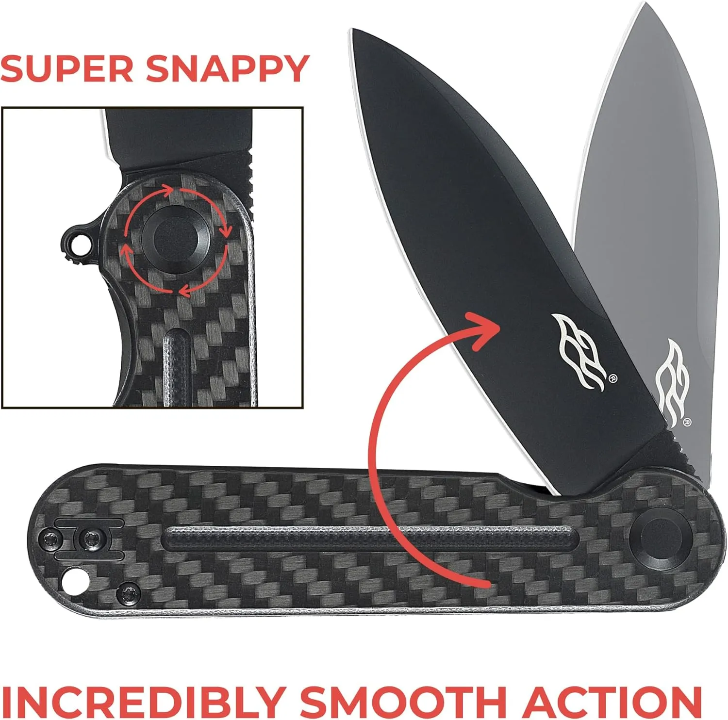 Firebird Ganzo FH922PT-CF Ball Bearing Pocket Folding Knife D2 Stainless Steel Black Blade G10 Anti-Slip Handle with Clip Outdoor Hunting Fishing Hiking Utility Knife Best Gift for Men (Carbon Fiber)