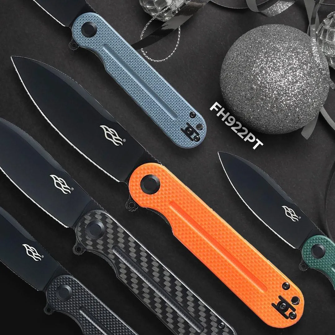 Firebird Ganzo FH922PT-CF Ball Bearing Pocket Folding Knife D2 Stainless Steel Black Blade G10 Anti-Slip Handle with Clip Outdoor Hunting Fishing Hiking Utility Knife Best Gift for Men (Carbon Fiber)
