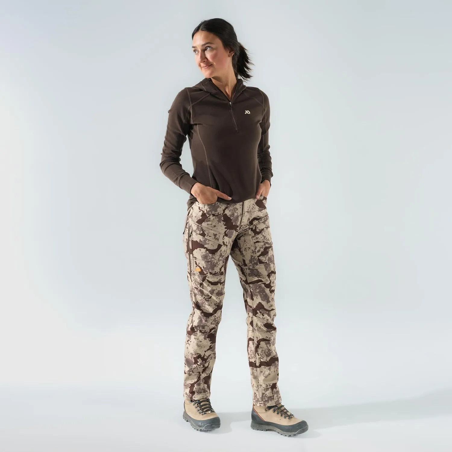 First Lite Women's 308 Pant - Stretch Camo Hunting Pants with Hip Vents
