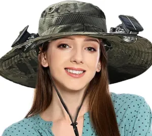 Fishing Hat with Built in Fan,Fishing Hats with Solar Powered Fans,UPF 50  Ultralight Wide Brim