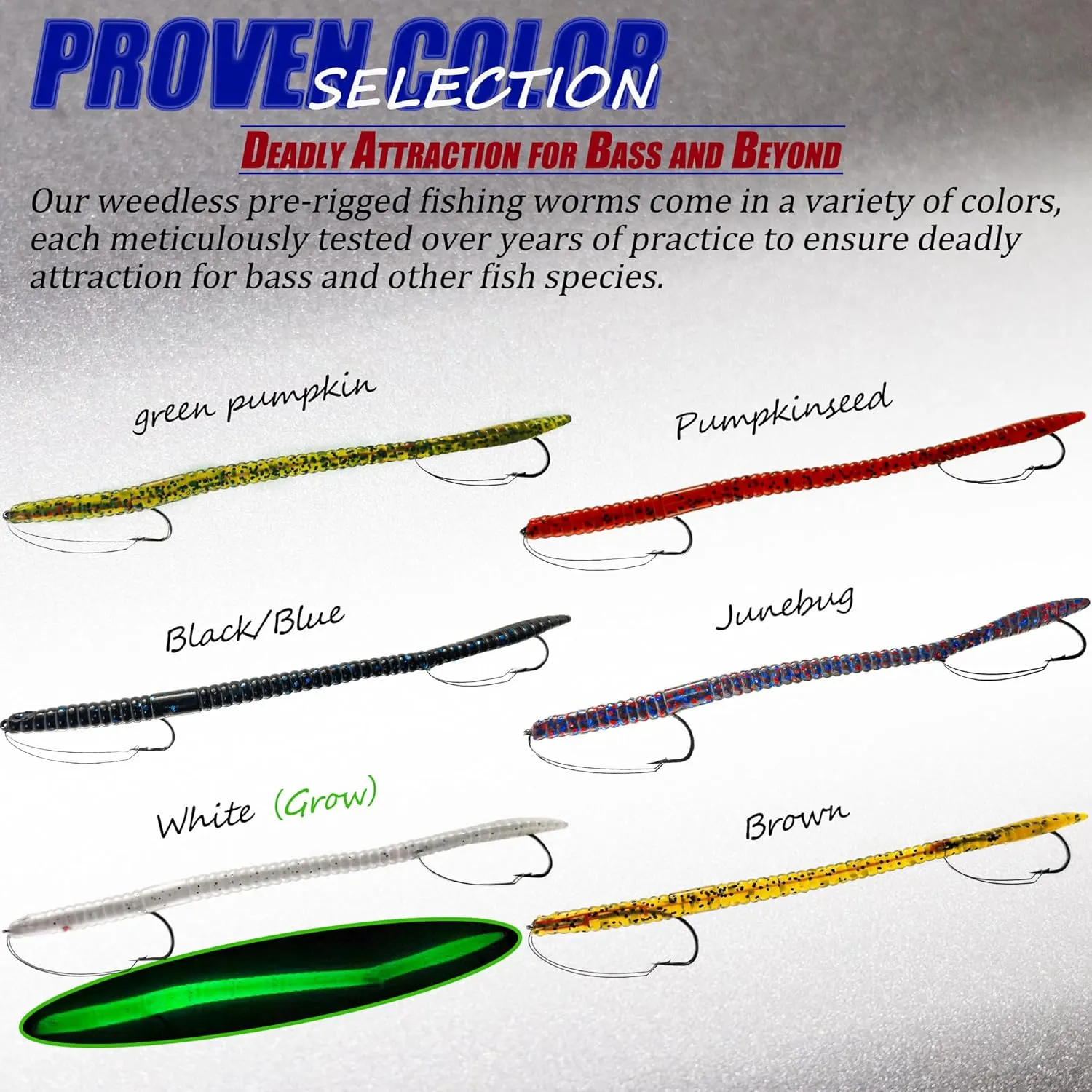 Fishing Lures Bass Lures, Weedless Pre Rigged Bionic Sinking Bass Fishing Lure Soft Plastic Swimbaits for Trout, Walleye, Crappie, Fishing Worm Swim Baits Minnows for Saltwater Freshwater