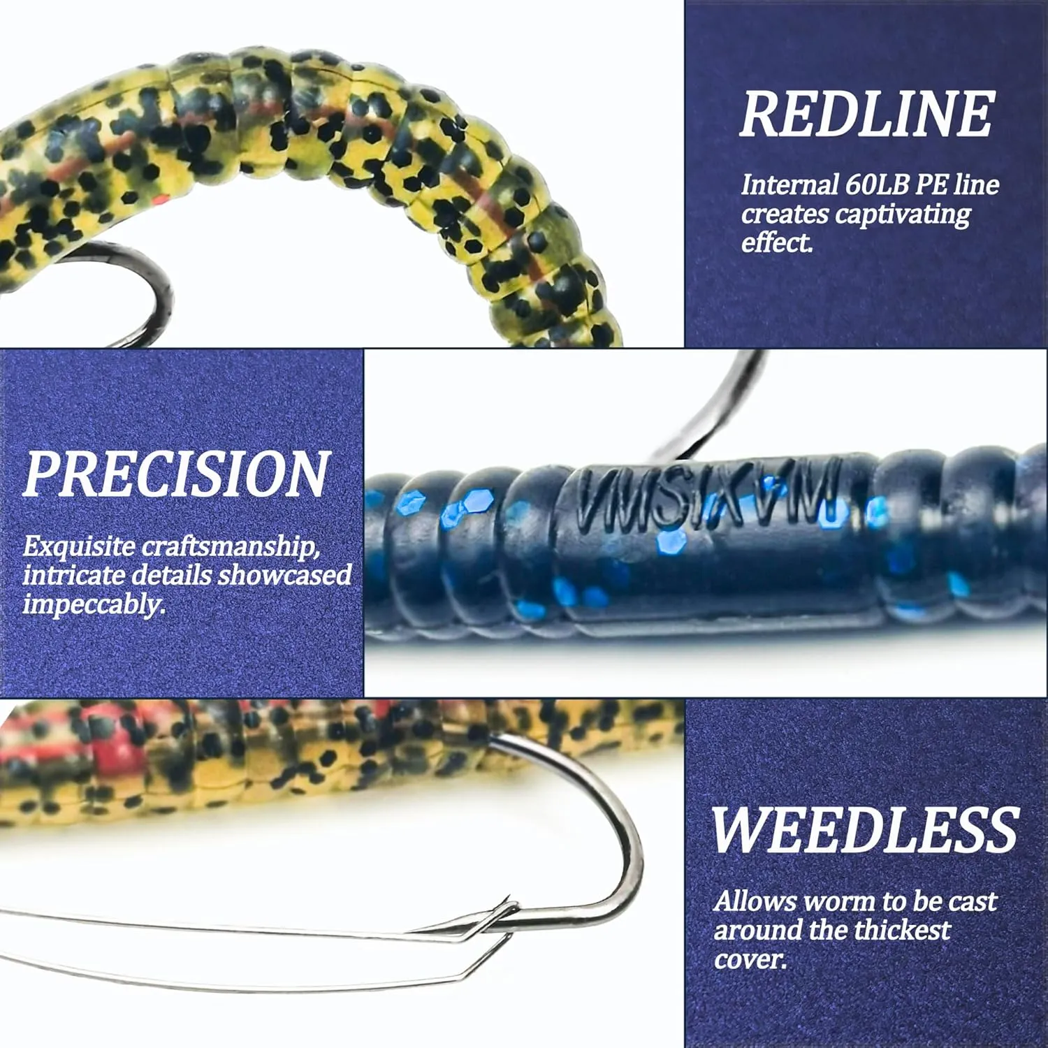 Fishing Lures Bass Lures, Weedless Pre Rigged Bionic Sinking Bass Fishing Lure Soft Plastic Swimbaits for Trout, Walleye, Crappie, Fishing Worm Swim Baits Minnows for Saltwater Freshwater