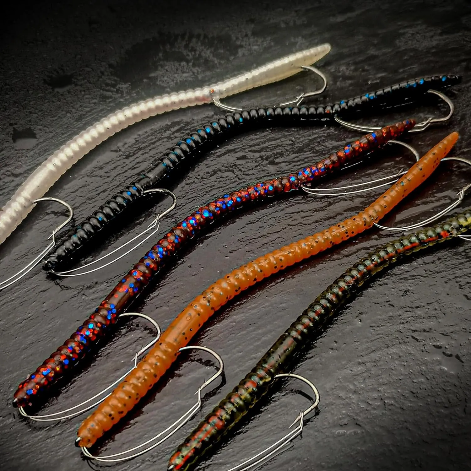 Fishing Lures Bass Lures, Weedless Pre Rigged Bionic Sinking Bass Fishing Lure Soft Plastic Swimbaits for Trout, Walleye, Crappie, Fishing Worm Swim Baits Minnows for Saltwater Freshwater