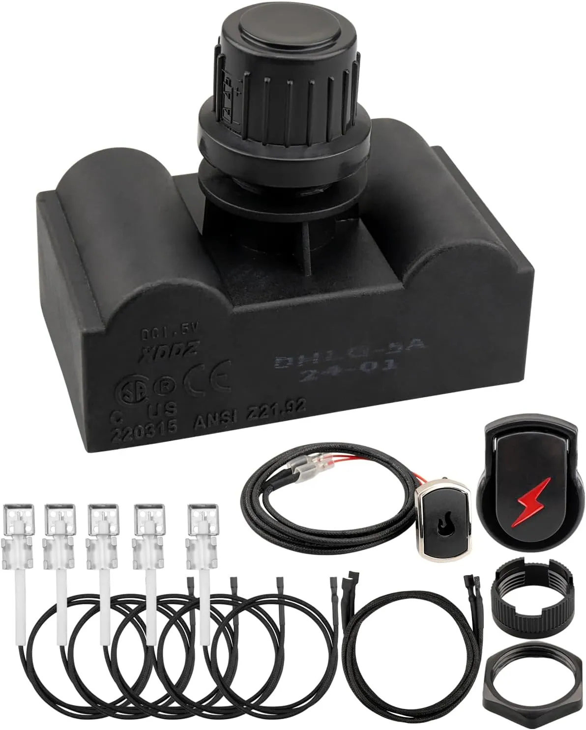 Fit for Charbroil Grill Ignitor Replacement Kit 5-Outlets Electronic Ignition Module with Wires and 2 Push Buttons Replace G511-0055-W1 for Surefire Ignition Systems