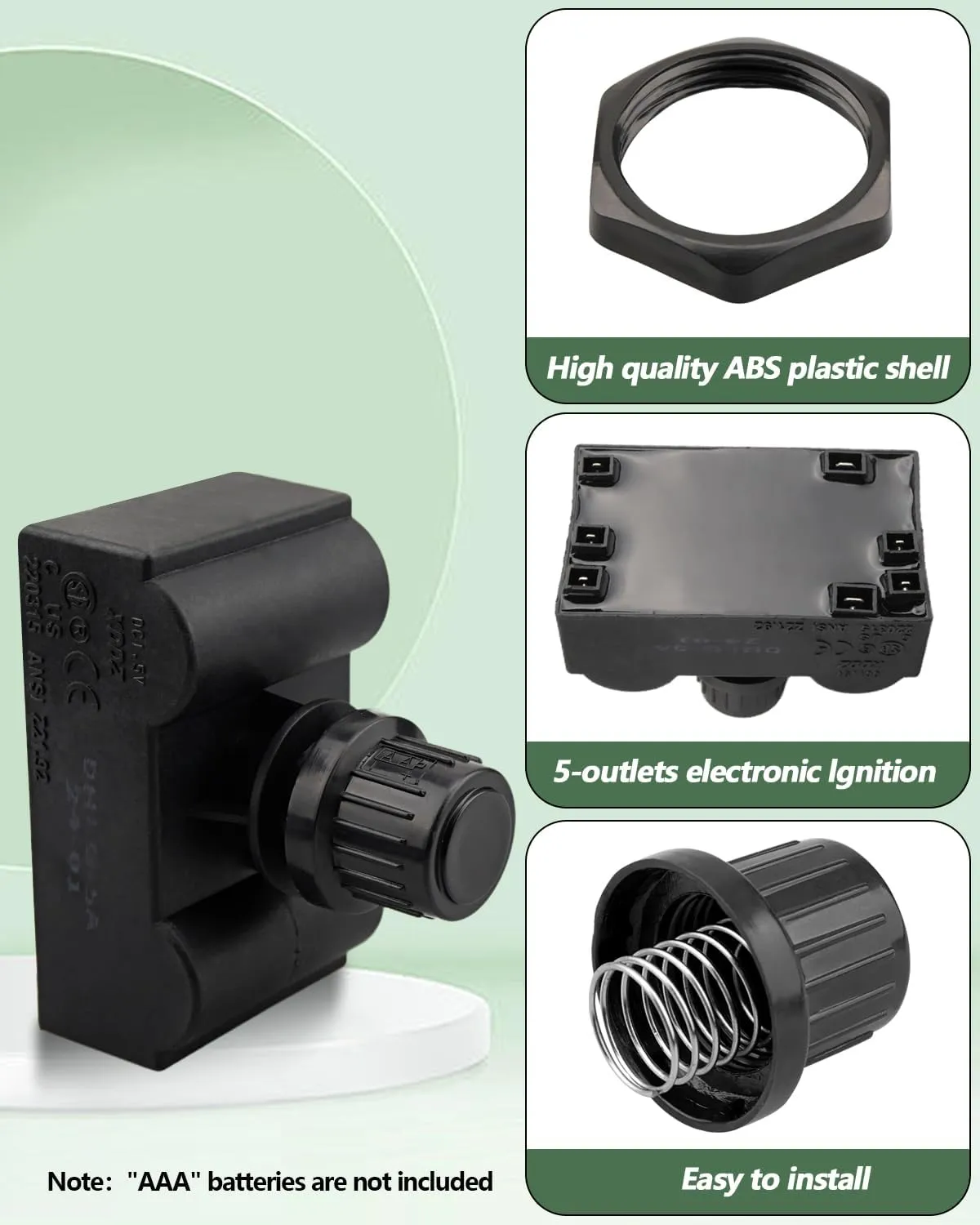 Fit for Charbroil Grill Ignitor Replacement Kit 5-Outlets Electronic Ignition Module with Wires and 2 Push Buttons Replace G511-0055-W1 for Surefire Ignition Systems