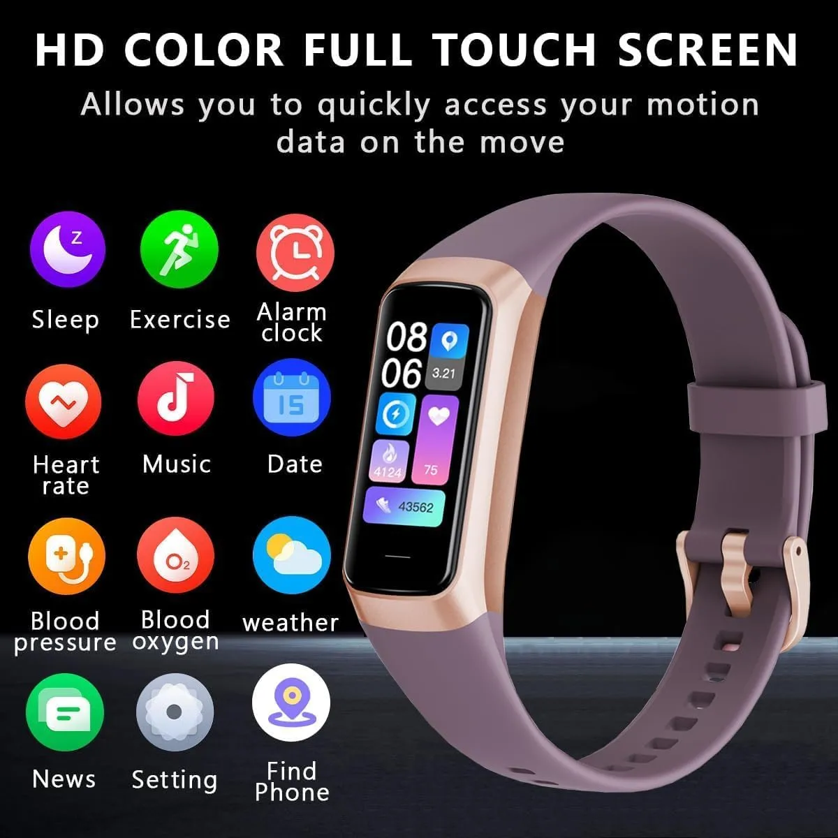 Fitness Tracker with 24/7 Blood Oxygen Heart Rate and Sleep Monitor,IP68 Waterproof,1.10''AMOLED Touch Color Screen,Step Counter Health Activity Trackers for Women Men