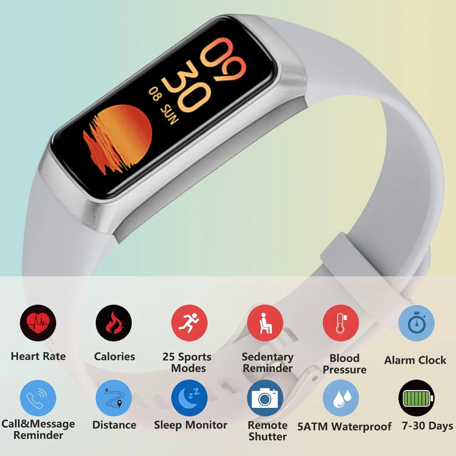 Fitness Tracker with Heart Rate Monitor, 1.1" AMOLED Screen Smart Watch, Activity Tracker, Pedometer, Sports Bracelet with Calorie Counter, Sleep Monitor, 5ATM Waterproof for Women Men