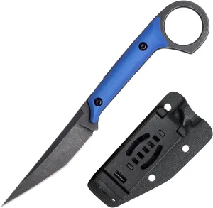 Fixed Blade Knife, D2 Steel Blade and G10 Handle, Utility EDC Knife for Outdoor Survival Hiking Camping with Kydex Sheath OS1221 (Blue)
