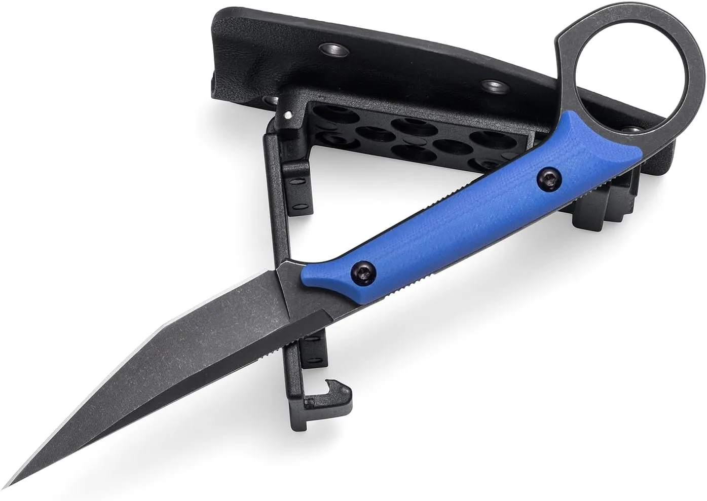 Fixed Blade Knife, D2 Steel Blade and G10 Handle, Utility EDC Knife for Outdoor Survival Hiking Camping with Kydex Sheath OS1221 (Blue)