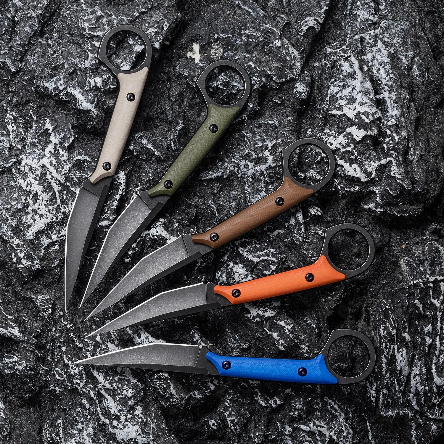 Fixed Blade Knife, D2 Steel Blade and G10 Handle, Utility EDC Knife for Outdoor Survival Hiking Camping with Kydex Sheath OS1221 (Blue)