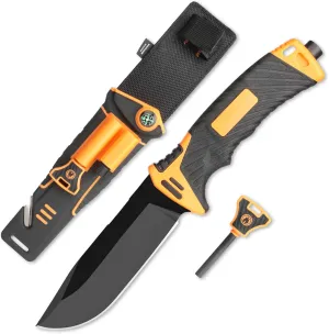 Fixed Blade Knife with Sheath,Pocket Knife Sharpener,Multi-Functional Outdoor Knife – Hiking, Camping & Outdoor Tool with Sharpener & Cord Cutter,Suitable Gifts for Father, Friends