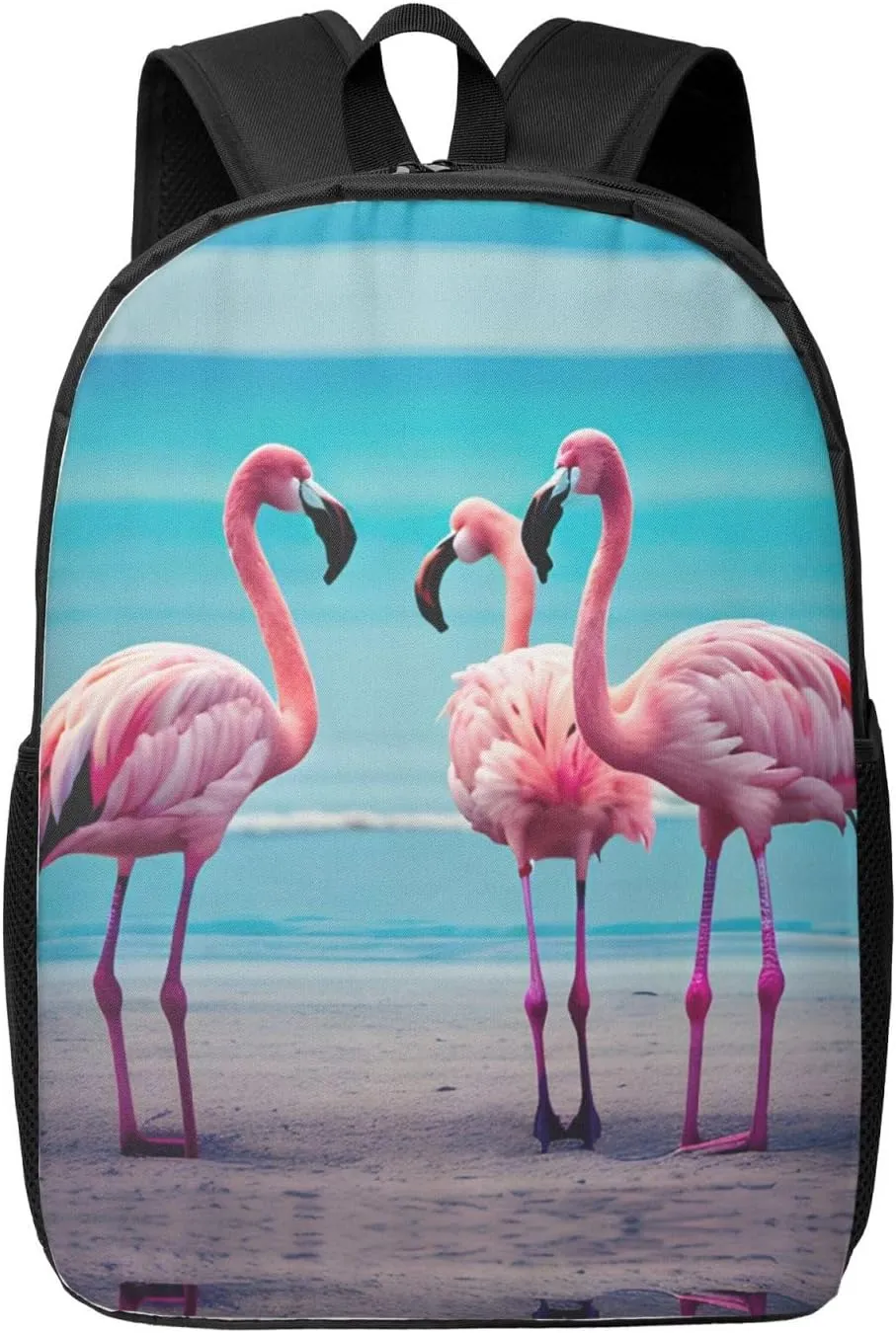 Flamingo Beach Print Travel Laptop Backpack,Business Work Bag, Campus Rucksack Book Bag For Men Women