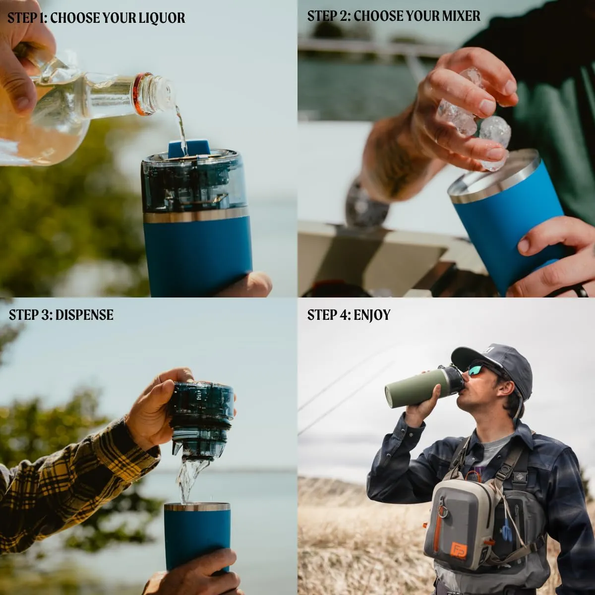 FlasKap Madic 6oz Drinking System: Compatible with Most 20oz Tumblers, Mixed Drink Well Attachment, Leak Proof Lid