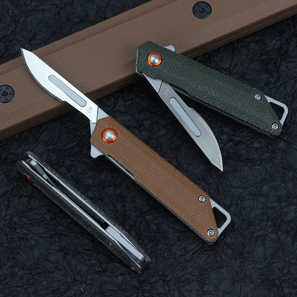 Flax Cutter Replaceable Survival EDC Utility Blade Mini Complete catalog Craft Box Keychain Handle Knife Folding Outdoor Reliable Emergency Knife Scalpel