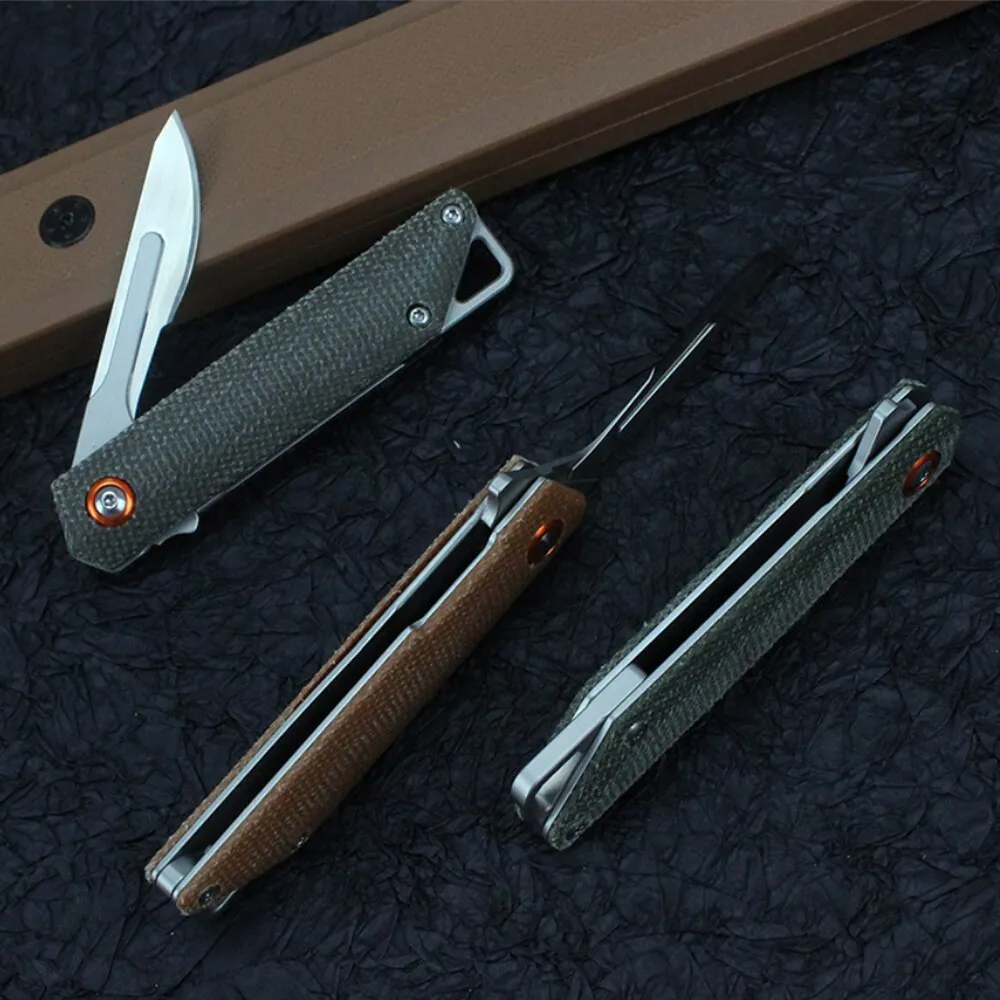 Flax Cutter Replaceable Survival EDC Utility Blade Mini Complete catalog Craft Box Keychain Handle Knife Folding Outdoor Reliable Emergency Knife Scalpel