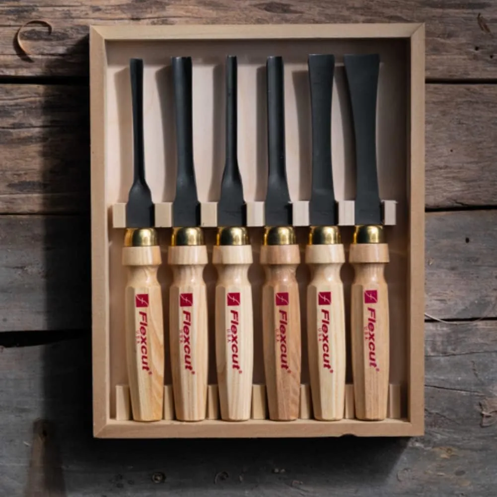 Flexcut Wood Carving Tools 6-Piece Starter Set MC150 | Ice Mallet Carving Chisels and Gouges, Made in the U.S.A