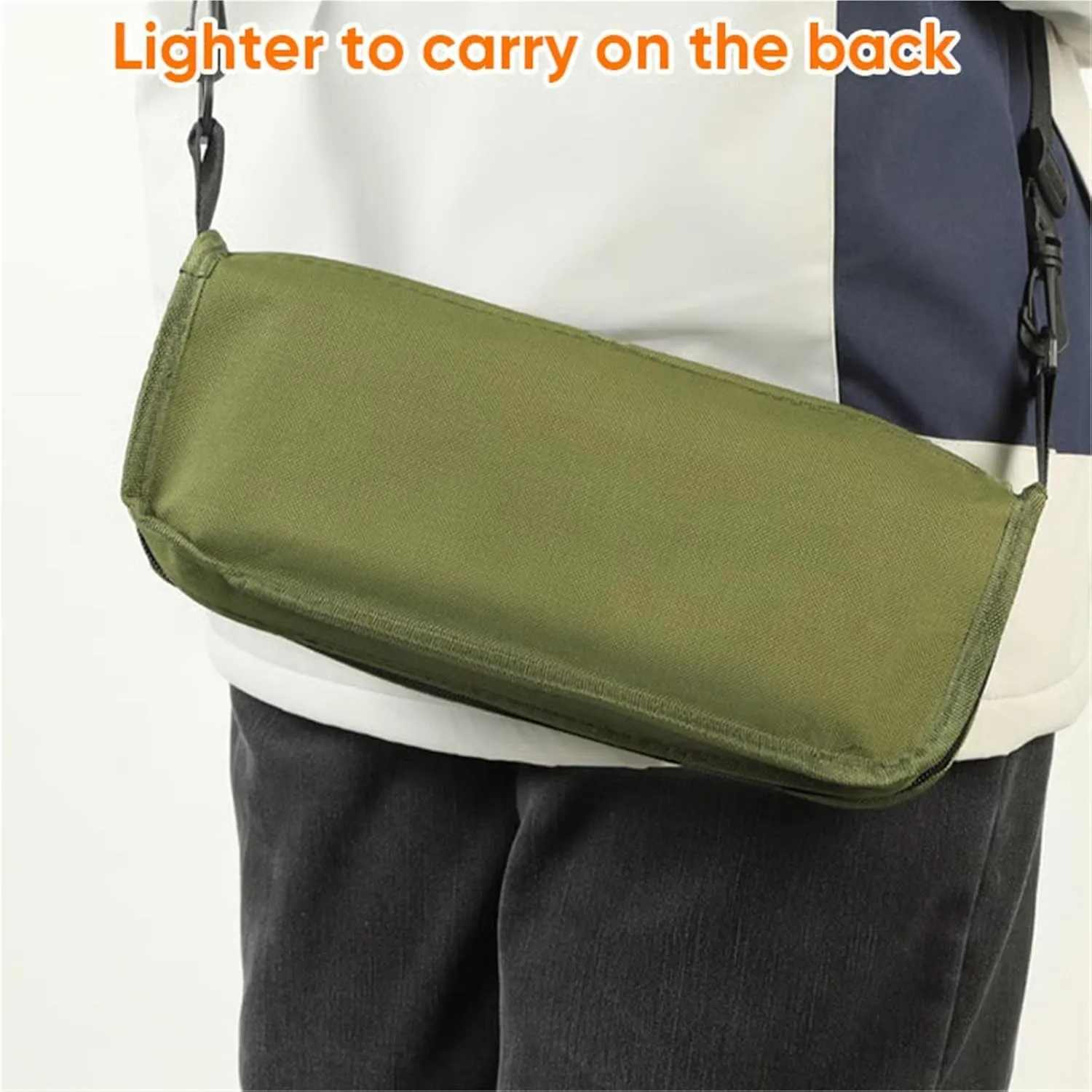 Foldable Backpack Stool, Foldable Backpack Stool Shoulder, Folding Mini Outdoor Camping Stool with Zippered Carrying Bag Lightweight, for Outdoor, Fishing, Hiking, and Picnics (Crossbody Strap Green)