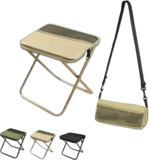 Foldable Backpack Stool, Portable Mini Outdoor Camping Folding Seat with Adjustable Shoulder Strap, Portable Folding Camping Stool with Carry Bag (White,s)