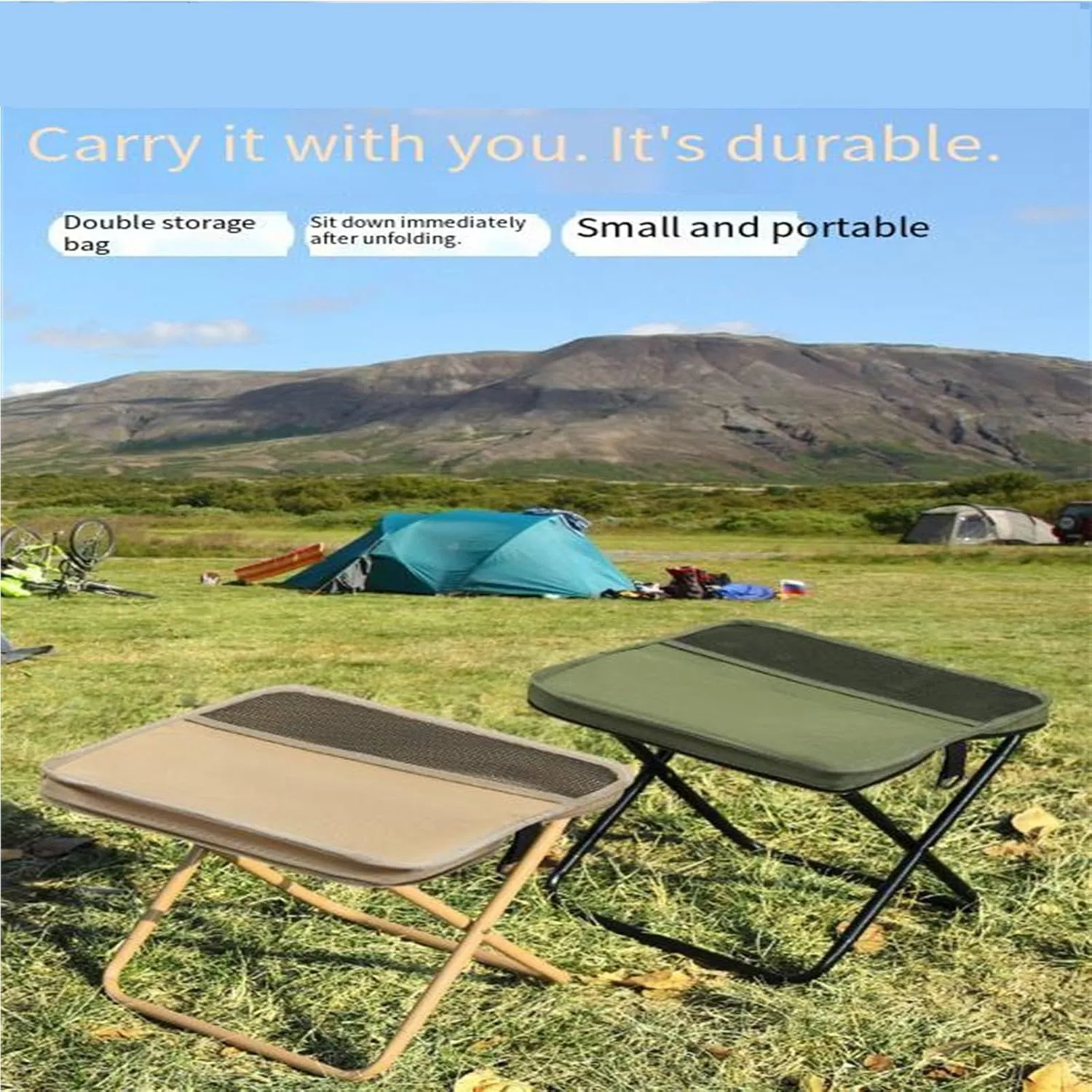 Foldable Backpack Stool, Portable Mini Outdoor Camping Folding Seat with Adjustable Shoulder Strap, Portable Folding Camping Stool with Carry Bag (White,s)