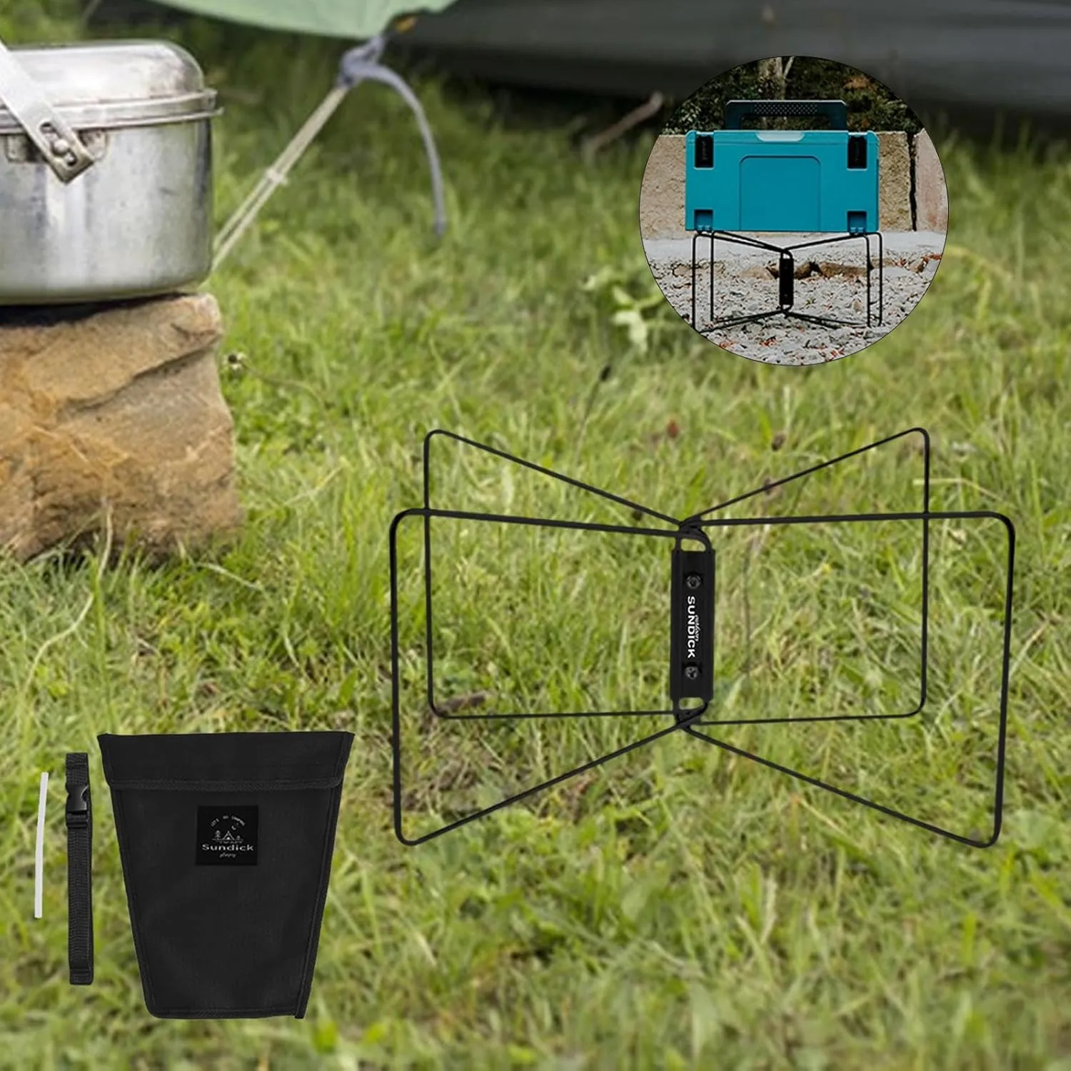 Folding Cooler Stand Foldable Stand Rack Storage Box Holder Lightweight Ice Box Holder Suitcase Rack for Patio BBQ Household