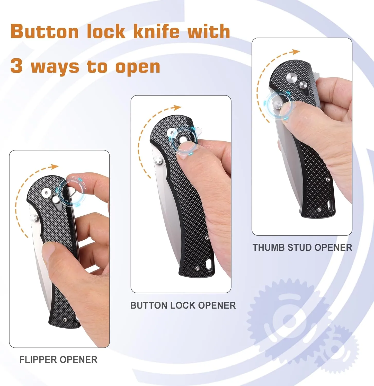 Folding Knife EDC Pocket Knife Button Lock 14C28N Blade Lightweight G10 Handle Camping Knives-Outdoor Hiking for Men SX603