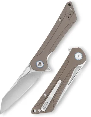 Folding Pocket Knife for EDC, G10 Flipper Knife with Clip for 3.38" Reverse Tanto 14C28N Stonewash & Wire Drawing Blade, Ti Ring,Ideal Gift for Men Women, Monoceros-04D