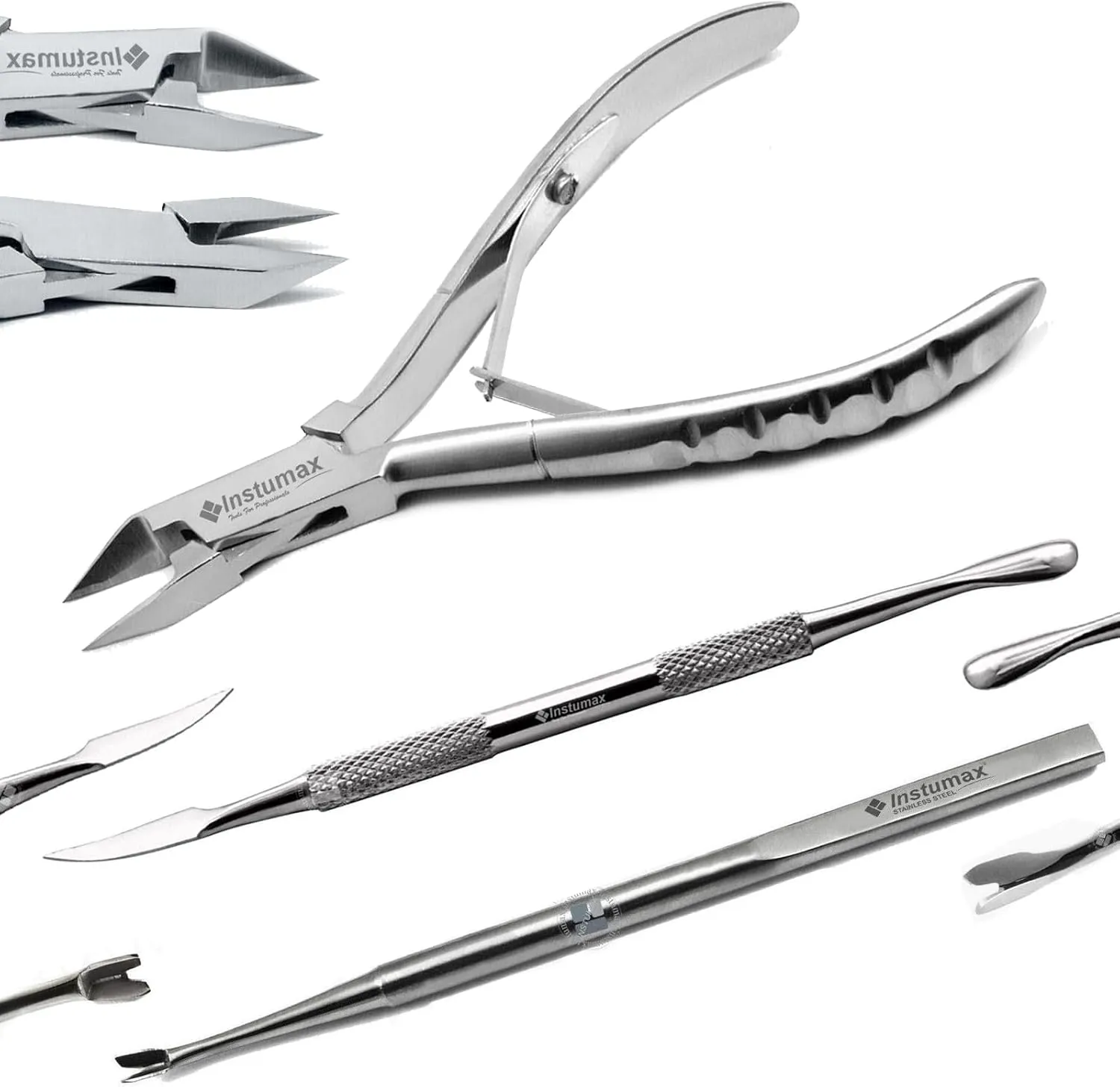 Foot Ingrowning Toenail Tools Kit – Stainless Steel Nipper Clipper and Dual-Ended Pusher Cuticle File and Skin Remover Knife – Effortless Foot Care Tools – Suitable for Both Men and Women 3 Piece Set